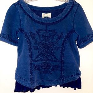 Anthropologie blue Jean navy blue blouse